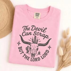 S The Devil Can Scrap But The Lord Lord Bull Skull T-Shirt, Western